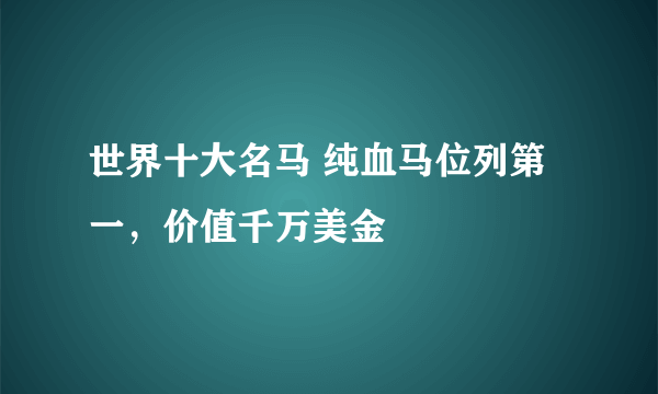 世界十大名马 纯血马位列第一，价值千万美金