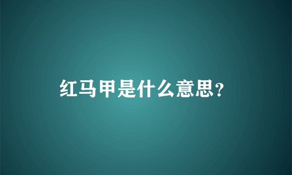 红马甲是什么意思？