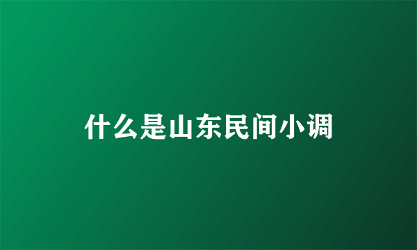 什么是山东民间小调