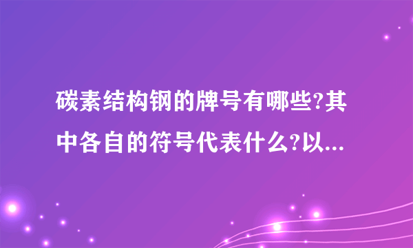 碳素结构钢的牌号有哪些?其中各自的符号代表什么?以及Q235A.B、Q235B.F、Q235C和Q235D代表的意义是?