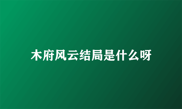 木府风云结局是什么呀