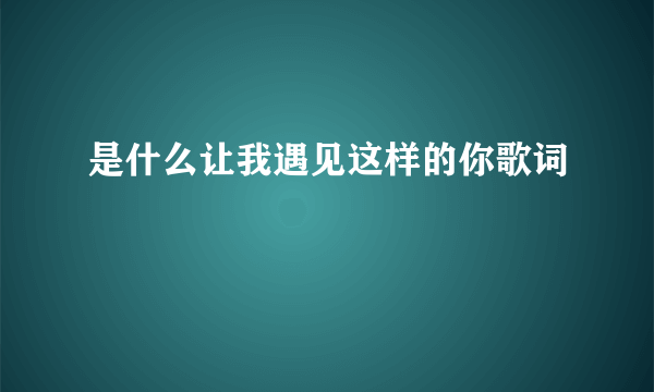 是什么让我遇见这样的你歌词