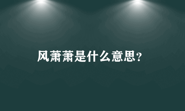 风萧萧是什么意思？