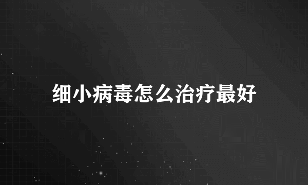 细小病毒怎么治疗最好