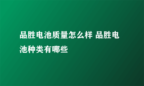 品胜电池质量怎么样 品胜电池种类有哪些