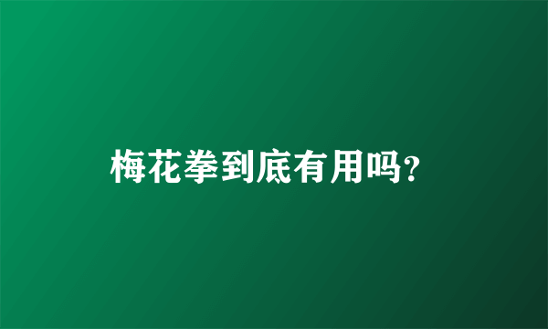 梅花拳到底有用吗？