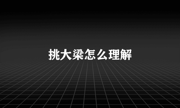 挑大梁怎么理解