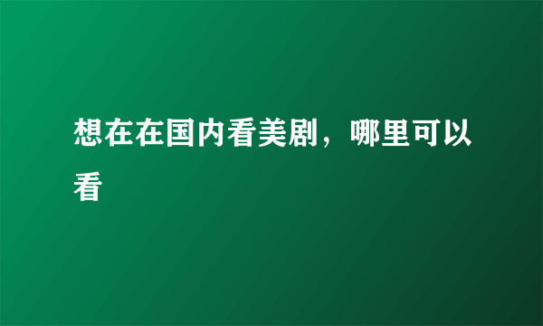 想在在国内看美剧，哪里可以看