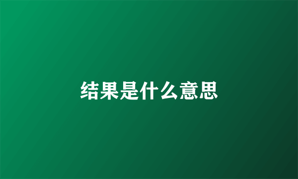 结果是什么意思