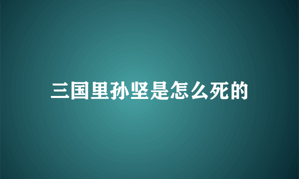 三国里孙坚是怎么死的