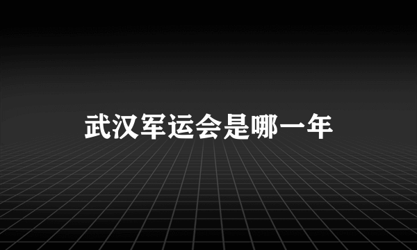 武汉军运会是哪一年