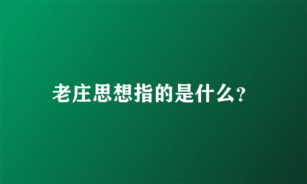 老庄思想指的是什么？