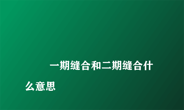 
        一期缝合和二期缝合什么意思
    