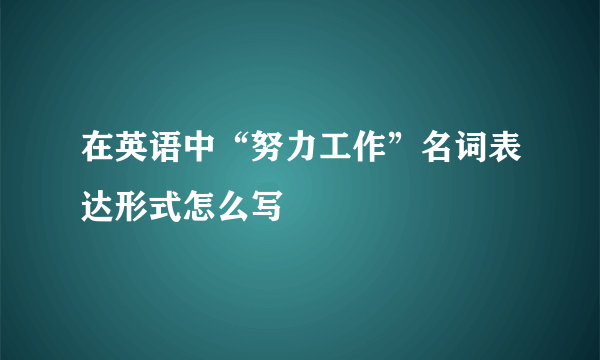 在英语中“努力工作”名词表达形式怎么写