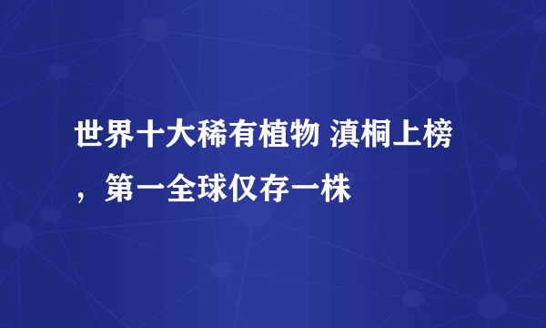 世界十大稀有植物 滇桐上榜，第一全球仅存一株