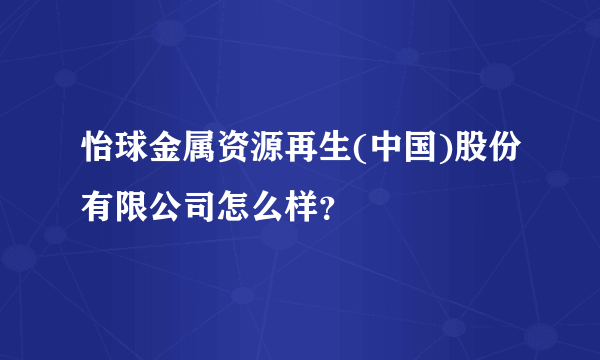 怡球金属资源再生(中国)股份有限公司怎么样？