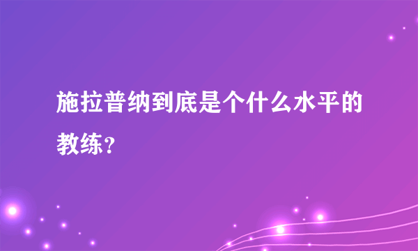 施拉普纳到底是个什么水平的教练？