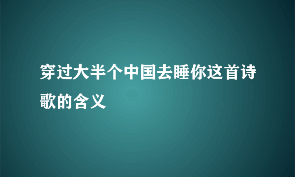 穿过大半个中国去睡你这首诗歌的含义