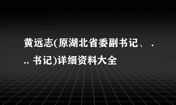 黄远志(原湖北省委副书记、 ... 书记)详细资料大全