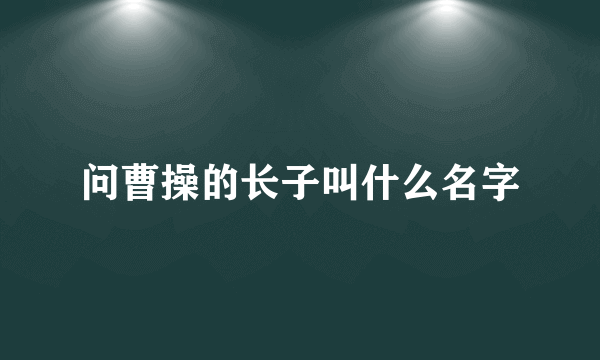 问曹操的长子叫什么名字