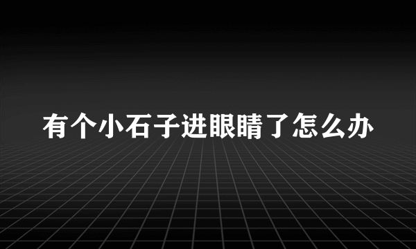 有个小石子进眼睛了怎么办