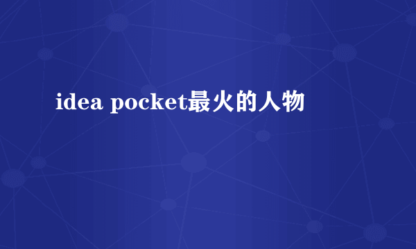 idea pocket最火的人物