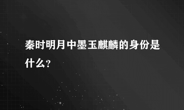 秦时明月中墨玉麒麟的身份是什么？