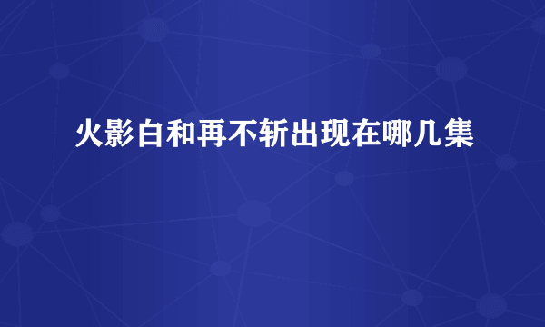 火影白和再不斩出现在哪几集