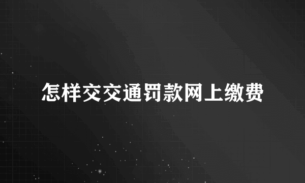 怎样交交通罚款网上缴费