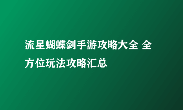 流星蝴蝶剑手游攻略大全 全方位玩法攻略汇总