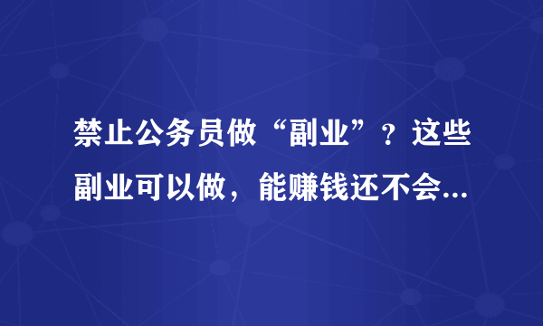 禁止公务员做“副业”？这些副业可以做，能赚钱还不会影响工作