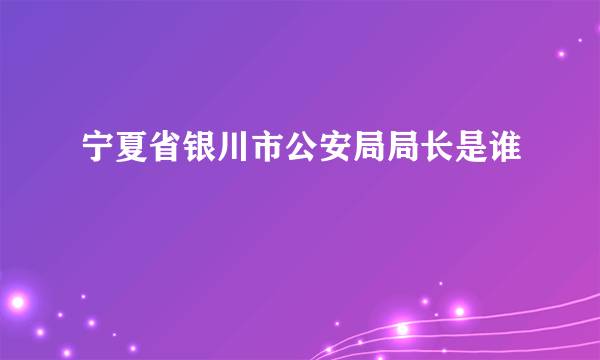 宁夏省银川市公安局局长是谁