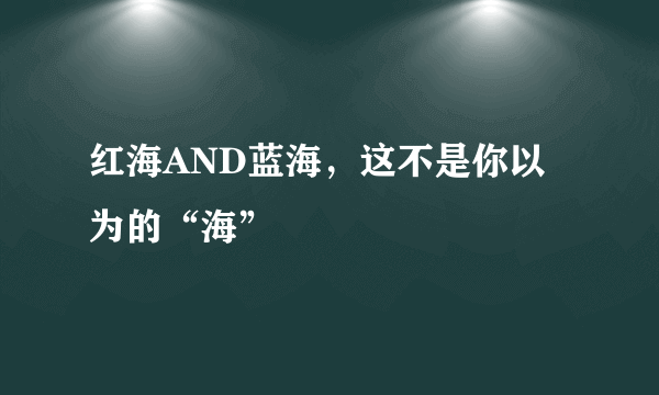 红海AND蓝海，这不是你以为的“海”