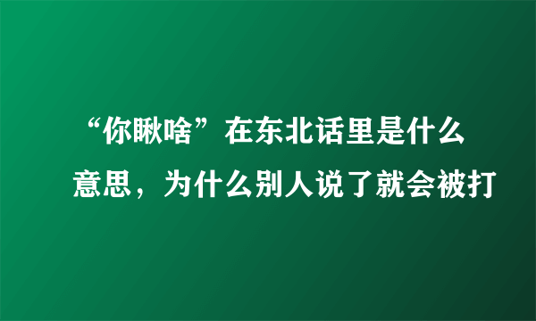 “你瞅啥”在东北话里是什么意思，为什么别人说了就会被打