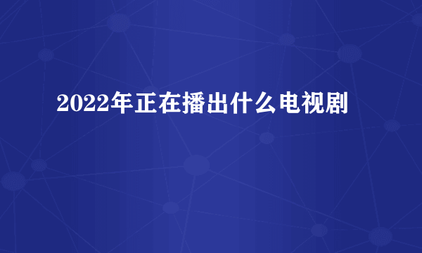 2022年正在播出什么电视剧