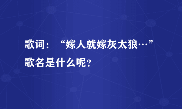 歌词：“嫁人就嫁灰太狼…”歌名是什么呢？