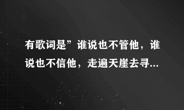 有歌词是”谁说也不管他，谁说也不信他，走遍天崖去寻他”谁知道歌名吗