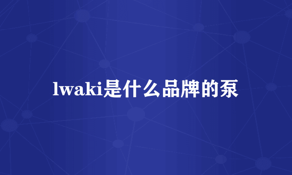 lwaki是什么品牌的泵