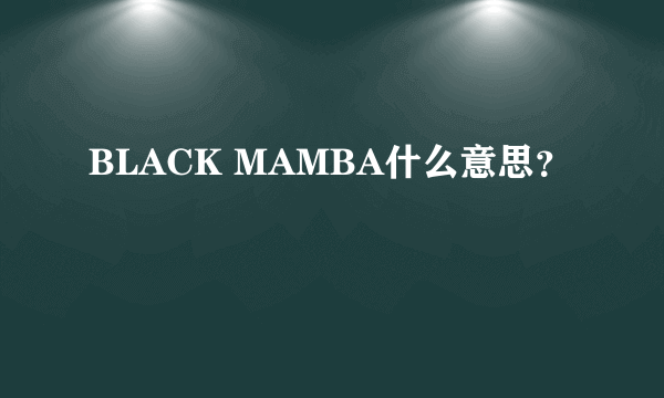 BLACK MAMBA什么意思？