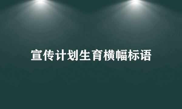 宣传计划生育横幅标语