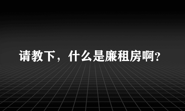 请教下，什么是廉租房啊？