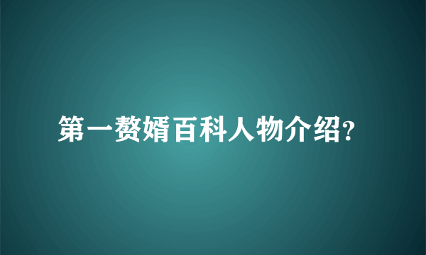 第一赘婿百科人物介绍？