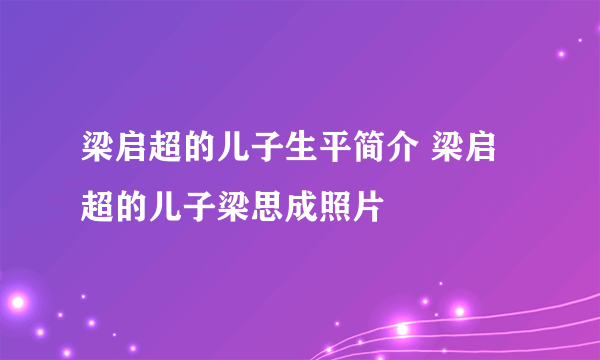 梁启超的儿子生平简介 梁启超的儿子梁思成照片