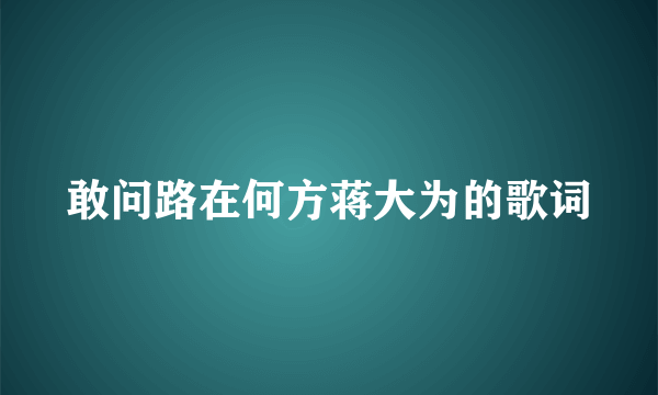 敢问路在何方蒋大为的歌词