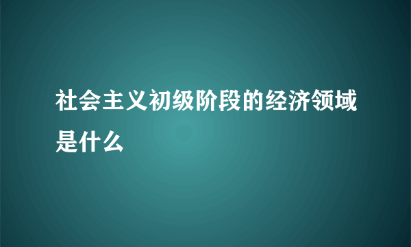 社会主义初级阶段的经济领域是什么