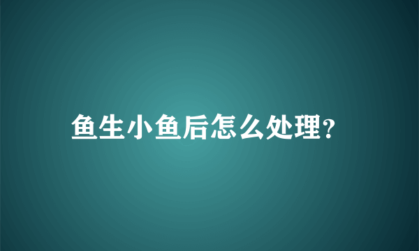 鱼生小鱼后怎么处理？