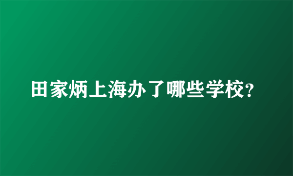 田家炳上海办了哪些学校？