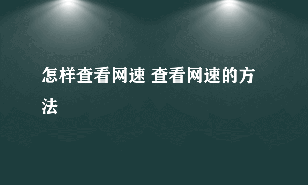 怎样查看网速 查看网速的方法