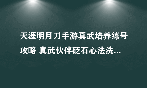 天涯明月刀手游真武培养练号攻略 真武伙伴砭石心法洗练选择攻略