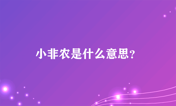 小非农是什么意思？